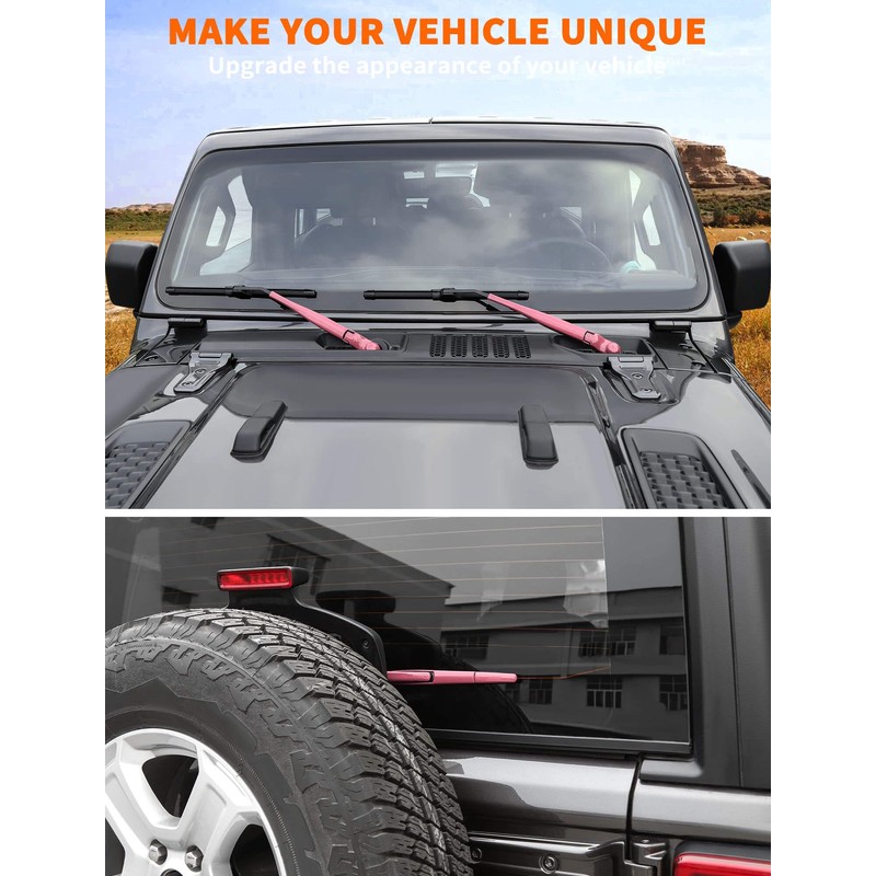 Savadicar 3-Piece Pink Windshield & Rear Wiper Trim Set for