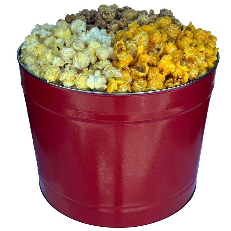 Signature Popcorn - 2-Gallon Solid Red Holiday Reusable Metal Tin