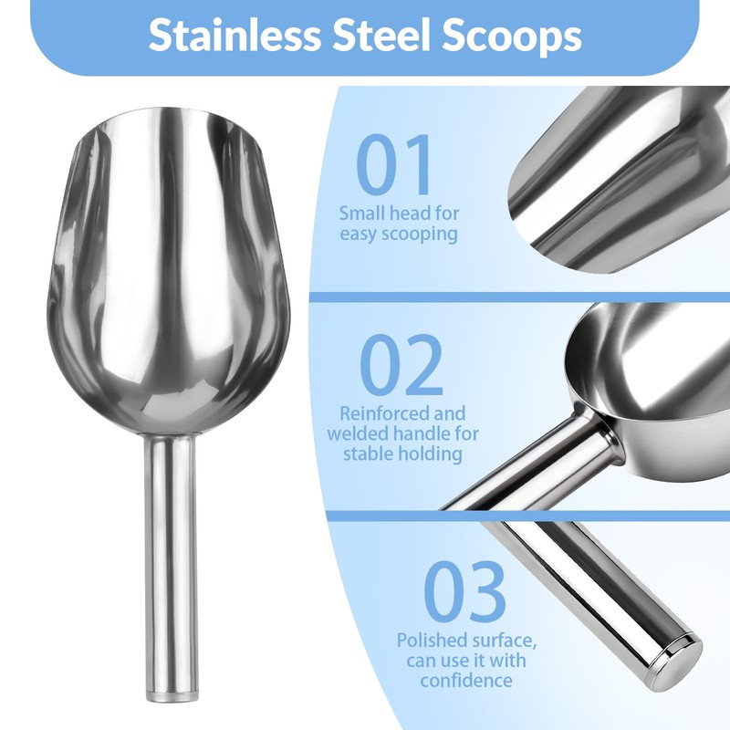 2 Pcs Ice Scoop for Freezer, 6 Oz Metal Ice