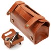 Fashion Men's Portable Cosmetic Pouch Brown PU Leather Shaving Brush