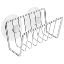 Garneck Sponge Drainer Dish Rag Holder Sink Drain Holder Sponge Holder Sink Suction Cup Sponge Holder for Kitchen Sink Sponge Holder for Sink Stainless Steel Sink Washcloth Holder Silver