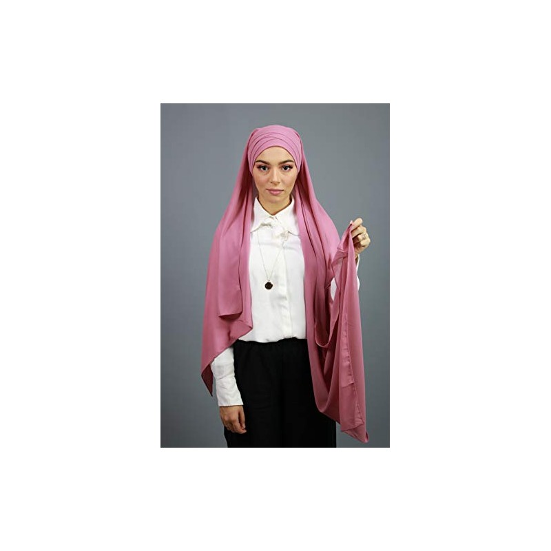 Crepe Muslin Hijab with Integrated Hood Magenta One Size, magenta