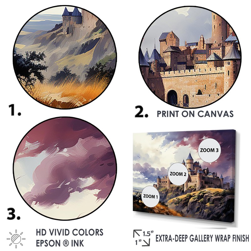 DesignQ Large France Wall Art, French Castle Of Carcassonnes In