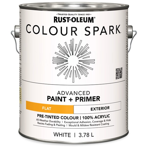 Colour Spark Exterior Paint in Flat white, 3.78L