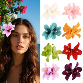 ACO-UINT 8Pcs Hawaiian Flower Hair Clips for Women - Artificial Hibiscus Flower Hairpin Tropical Hair Accessories for Beach Seaside Summer Vacation