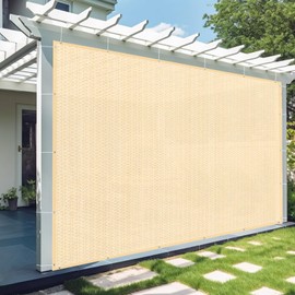 BELLE DURA 90% Sun Shade Cloth with Grommets, 8 X 12 FT Mesh Tarp Pergola Shade Cover UV Resistant Privacy Screen for Outdoor Patio, Garden, Carport, Greenhouse, Kennel, Wheat