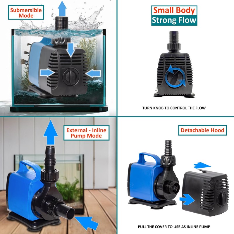 Aqua Dream 1455 GPH Submersible Water Pump Hydroponic Pump for