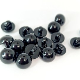 MajorCrafts 24pcs 11mm High-Grade Acrylic Small Round Mushroom Shank Sewing Buttons (Black)