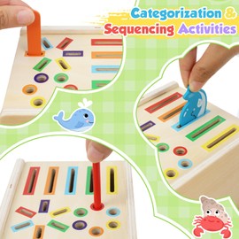XIAPIA Montessori Toy from 1 Year, 3-in-1 Baby Montessori Sorting Game, Children's Wooden Toy, Motor Skills Toy from 1 Year Old Boy Girl, Gifts 1st Birthday Children's Day Christmas