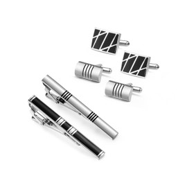 Wynameleri Tie Clip and Cufflink for Men, 8 PCS Set Formal Business Wedding Dress Shirts Necktie Pins Cuff Link Buttons Packed in Box T0404006