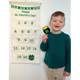 St. Patrick's Day Countdown Calendar Canvas Wall Hanging for Families and Kids by Pockets of Learning