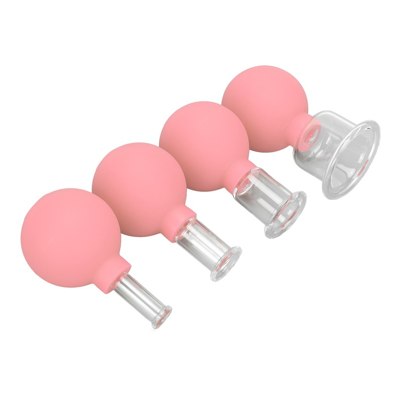 4pcs Glass Face Cupping Set Silicone Lymphatic Drainage Skin Lifting
