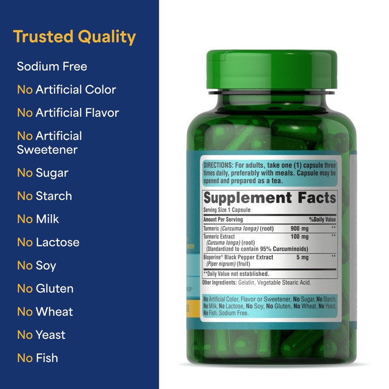 Puritan's Pride Turmeric Curcumin 1000mg, Standarized to 95% Cucuminoids, Herbal