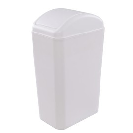 Vababa 1 Pack 3 Gallon Plastic Swing Top Trash Can, Slim Garbage Bin with Swing-Lid, White