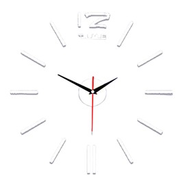 astylishome Kitchen Clock Frameless Decorative Silent Clocks Wall Art Stickers Home Decoration for Bedroom Living Room Office Sofa Backdrop Bathroom 50 x 50cm Silver 2108