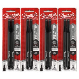 Sharpie Fine Point Pens, Black Ink 2 ea (Pack of 4)