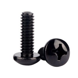 SZJIUZYD #6-32 x 1/2" Phillips Pan Head Machine Screws, 304 Stainless Steel 18-8, UNC Coarse Full Thread, 50PCS Black Finish