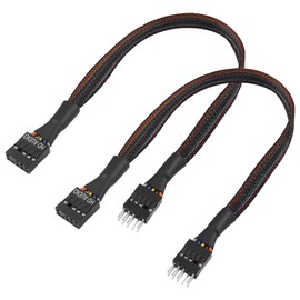 QIANRENON 9Pin HD Audio Motherboard Connector Cable - 9Pin Male to Female ATX Front Audio Extension Cable, 30cm/11.8in, 2Pcs