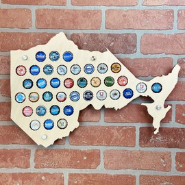 Torched Ontario Beer Cap Map, Wall Mount Beer Cap Holder Display Decor Art, Great Gift for Men, Beer Lovers, and Collectors, Holds 83 Caps, 22 x 24 x 0.25 in