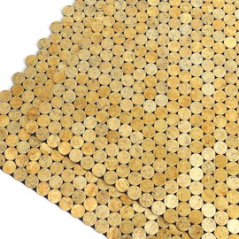 M MOFIT Small Penny Round Peel and Stick Backsplash Tile for Kitchen Wall,Metal Mosaic Tiles Stickers for Bathroom Behind Stove Fireplace (10sheets,Gold)