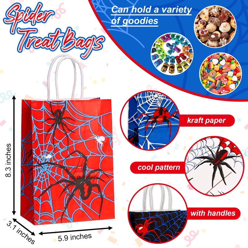 Ohjijinn 146Pcs Spider Party Favors, including Gift Bags, Stickers, Drinking