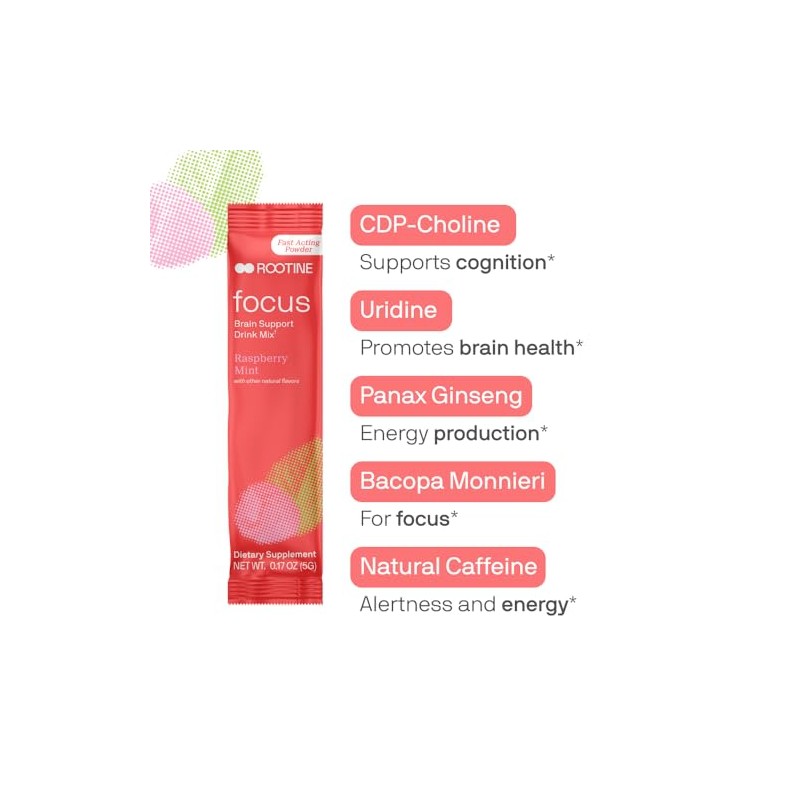 Mezcla de bebida totalmente natural Rootine Focus para reforzar el