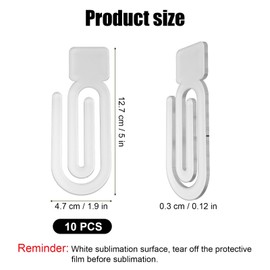 Gosknor 10pcs Sublimation Paper Clips, 5x1.9in Acrylic Sublimation Clips Jumbo Paperclip Gift Idea Sublimation Blanks Acrylic Paper Clips for Office Classrooms (Square-Head)
