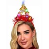 Gangel Light Up Christmas Headbands LED Christmas Tree Hairband Glittering Xmas Tree Headpiece Costume Party Hair Accessories for Women (Gold, one size)