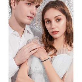 HomeChi Pulsera de Cristal, Azul y Oro Blanco Plateó Las Pulseras Mujer Coloreadas Brazalete del Hojas de Zirconia Cúbica Coloreada Brazalete de Forma