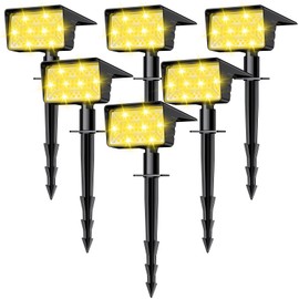 LAMKEEP Solar Spot Lights Outdoor with 60 LED & Auto On/Off, 6 Pack Solar Lights Outdoor Waterproof IP68 with 3 Lighting Modes, 2-in-1 Solars Landscape Light for Outside, Garden, Yard(Warm White)
