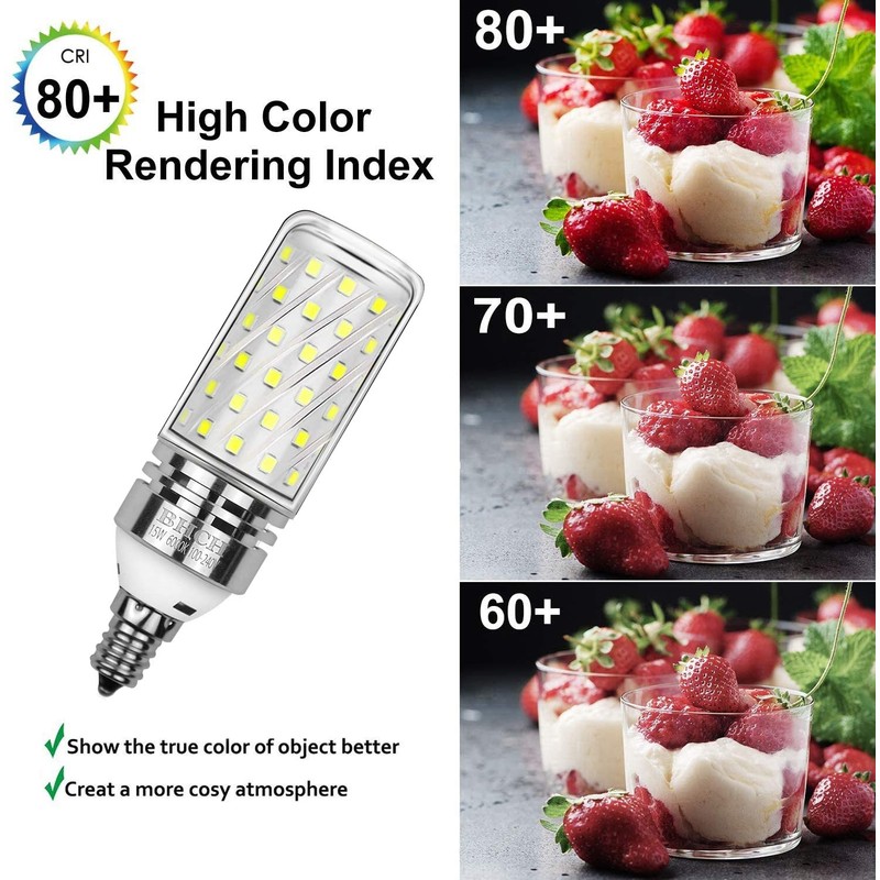 BHCH E12 LED Corn Bulbs, 15W, 6000K Daylight White, 1500LM,