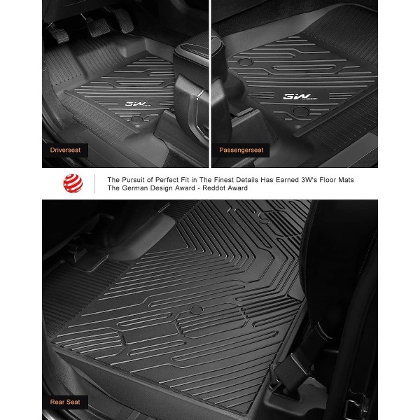 3W Floor Mats 2 Rows for Ford F150 Crew Cab