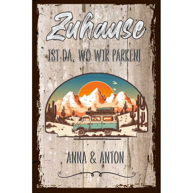 schilderkreis24: Rustic Wooden Sign - 'Zuhause ist da wo wir