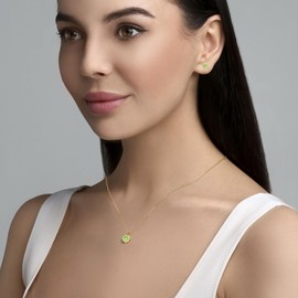 SugarTang Cubic Zirconia Birthstone Infinity Necklaces for Women and Mom（yellow gold，green）