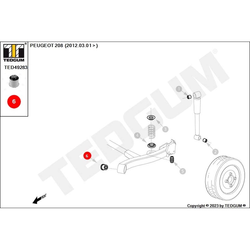 TEDGUM TED49283 REAR SUPPORT BUSHING (LEFT/RIGHT)