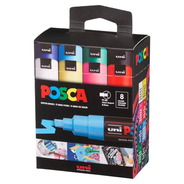 posca Paint Markers, 8K Broad Chisel Tips, Set of 15