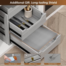 Landmok Pull Out Drawers For Cabinets, 23" W x 21.65" D x 19" H Slide Out Wooden Pull out Drawers, 3-Tier, Heavy-Duty Base Bottom Assembly Slide out Drawer Shelf Cabinet Organization for Kitchen, Gray