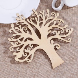 WINOMO 10pcs Wooden Tree Embellishments DIY Blank Crafts Wood Tree Cutout Decor