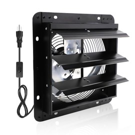 14in Shutter Exhaust Fan,Wall Mount Ventilator Fan with ON/OFF Switch,Attic Vent Fan for Greenhouse, Garage, Gable, Barn, Shed,Chicken Coops Ventilation Fans 1750 RPM,1088 CFM (Black, 14 inch)