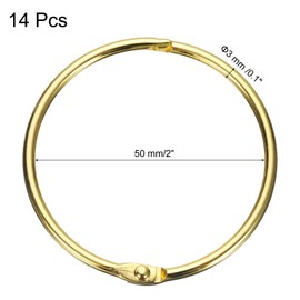 sourcing map 14pcs Shower Curtain Rings, 2 Inch ID Iron Round Snap Shower Curtain Hooks Glide Smoothly Shower Hooks for Bathroom Shower Curtain Rods, Gold