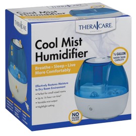 Thera|Care Cool Mist Ultrasonic Humidifier | For Medium Size Rooms | No Filter Required | 16 Hour Run Time
