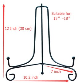 Tincogo (2 Stück Schwarz Metall Tellerständer Tellerhalter Eisen Staffelei Display Ständer für Schüssel Teller Kunst Foto Bilderrahmen 12 Zoll