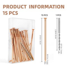UNIFAMILY 15pcs Copper Nails for Killing Trees Stump Root, 3.15 Inch Long Pure Copper Nails Bulk with Drill, Stump Removal Spikes Hardware Nails for Trees, Copper Nail for Stump out Tree Stump Killer