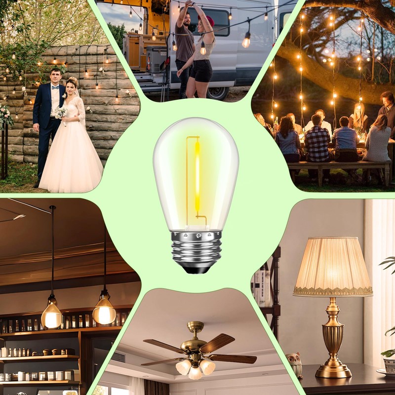 GvvooHome LED S14 Replacement Light Bulbs for Outdoor String Lights,