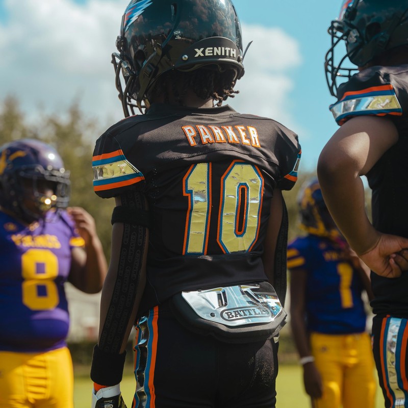 Battle Youth Chrome Football Back Bone Back Plate, Red/White Chrome