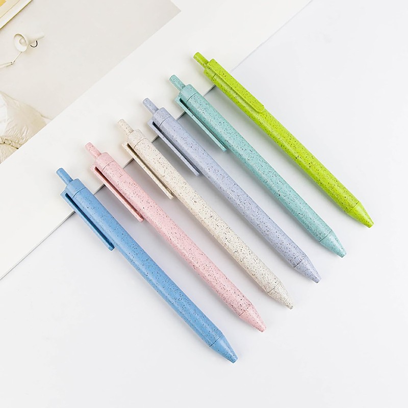VideMundi BallPoint Pens, Eco-Friendly Wheat Straw Cute Macaron Retractable Ballpoint