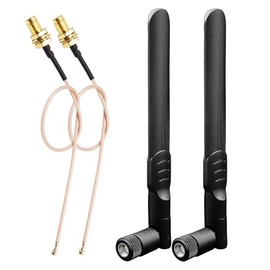 Antena Bluetooth WiFi 2 paquetes y pigtail paquete de 2, alta ganancia 5Ghz 2.4Ghz Mini PCIe WiFi Antena 5dBi, 8 pulgadas RP SMA-Female a UFL/MHF1 Cable
