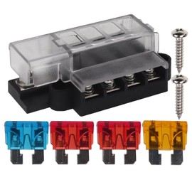 VOZINMOST 4-Way Blade Fuse Box with Cover DC 32V ATO Blade Fuse Box Block Holder for Car Boat
