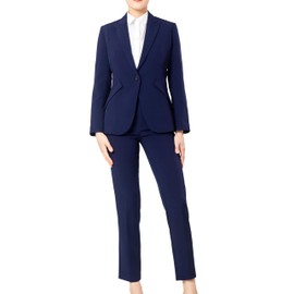 Marycrafts Women's Blazer Pant Suits Set Business Professional Workwear Suit 8 Navy Blue