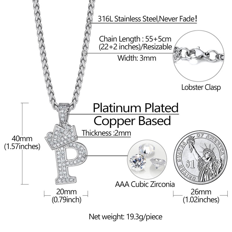 Richsteel Initial P Necklace Chunky Silver Chain Necklaces For Women